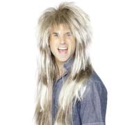 Uomo Rocker 80s Mega Mullet Parrucca Bionda Marrone 1980s Re Accessorio Vestito