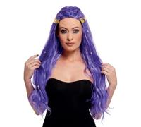 Adulti Veggente Halloween Festival Costume Festa Viola Moneta Dettaglio Parrucca
