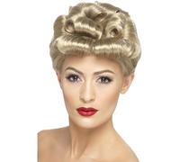 Donna Realistico Biondo Bomba 40's Vintage Parrucca Bionda Ricci 50's Rockabilly