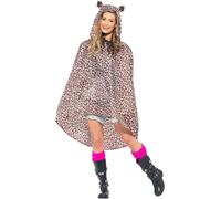 Smiffys Party Poncho Leopardo, con sacco corda Halloween, Carnevale