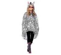 Smiffys Zebra Party Poncho, Black & White