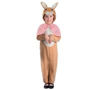 Smiffys Peter Flopsy, Costume classico per bambini, tutto in uno, con cappuccio e mantello rosa, con licenza ufficiale, per la Giornata mondiale del libro, Pasqua e feste