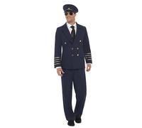 Smiffys Pilot Costume, Navy Blue (Size M)