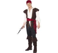 Smiffys Pirata Mazzo Mate Capitano Mare Nave Adulto Uomo Costume Halloween 20469