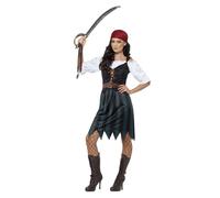 SMIFFYS Costume Mozzo dei pirati, Azzurro, con camicia, gilet finto, gonna, cintura e bandana Halloween