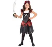 Smiffys Pirate Skull & Crossbones Girl Costume, Black (Size L)
