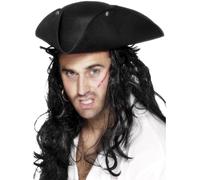 Smiffys Pirate Tricorn Hat with Studs (Black) (US)