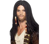Uomo Pirata Nero Parrucca Con Rasta Caraibi Accessorio per Costume