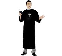 Uomo Vicar Prete Costume Adulto Chiesa Padre Sacerdote Costume Vestaglia M-XL