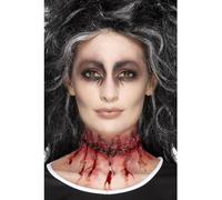 SMIFFYS Protesi cicatrice con punti di sutura in lattice, Rossa, con adesivo Halloween