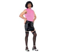 Smiffys Queen, Break Free Casalinga, Rosa e Nero con Vestito, Parrucca e Baffi, Licenza Ufficiale, Costume da Regina per Adulti Anni '70