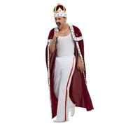 SMIFFYS Costume Royal Queen Deluxe, Rosso, con abito, pantaloni, corona e baffi Halloween