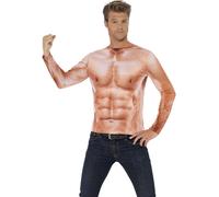 Smiffys Realistic Muscle Top, Nude (Size L)