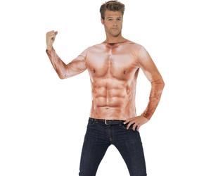 Smiffys Realistic Muscle Top, Nude (Size L)