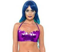 Smiffys Reggiseno bikini a conchiglie da sirena, Viola