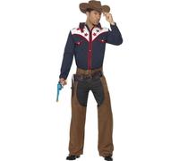 SMIFFYS Costume da cowboy del rodeo, blu, con maglietta, pantaloni e cappello Halloween