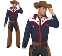 Smiffys Rodeo Cowboy Costume Uomo Western Wild West Abito Completo Blu