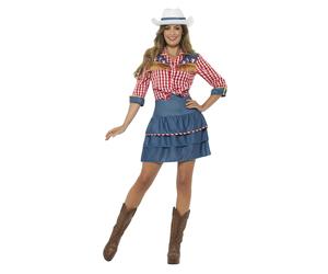 Smiffys Rodeo Doll Costume, Blue (Size L)