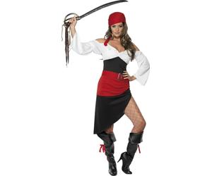 Smiffys Sassy Pirate Wench Costume with Skirt, Black (Size M)