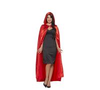 Smiffys Satin Hooded Cape, Red