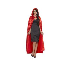 Smiffys Satin Hooded Cape, Red