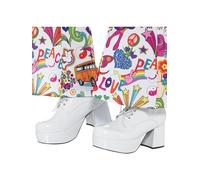 SMIFFYS Scarpe con plateau anni '70 da uomo, taglia 44, bianche, tacco 7,6cm