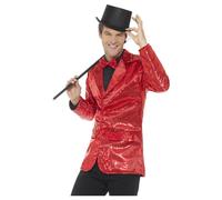 Smiffys Sequin Jacket, Mens, Red (Size L)