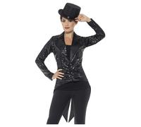 Per Adulto da Donna Lustrini Giacca 1920's Frac Cabaret Circo Danza Costume