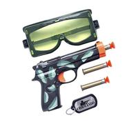 Smiffys Set armi militari con pistola, proiettili, occhiali e mostrine