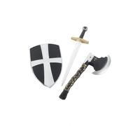 Smiffys Set Armi Prop Cavaliere Crociato Medievale: Spada, Ascia & Scudo