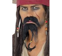 SMIFFYS Set baffi e pizzetto da pirata, nera Mustacchi e barba Halloween