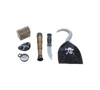 Bambini 6 Pezzi Pirata Set Gancio Mascherina Telescopio Bussola Costume Toy Kit