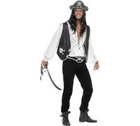 SMIFFYS Set da pirata, nero, con abito, panciotto e cinta Halloween