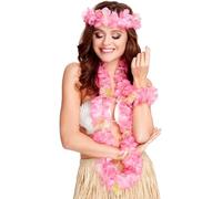 SMIFFYS Set hawaiano rosa con ghirlanda, copricapo e braccialetti Halloween