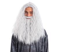 Smiffys Set Parrucca Da Stregone Con Baffi E Barba Bianco Deluxe Halloween