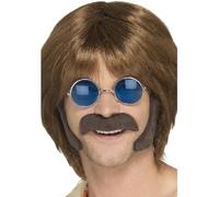 60S Hippie Disguise Kit Baffi + Basette da Uomo Adulto Accessorio Costume