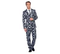 Smiffys Skeleton Suit, Black & White (Size M)