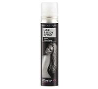 Smiffys Spray per il corpo e per i capelli, argento, Glitter, barattolo UV, 75ml