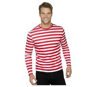 Smiffys Stripy T-Shirt, Red (Size L)