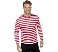 Smiffys Stripy T-Shirt, Red (Size S)