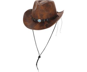 Smiffys Tan Leather Look Western Cowboy Hat