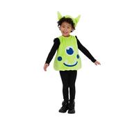 Smiffys Toddler Alien Costume, Green Alien Tabard with Matching Hat, Fun and Com