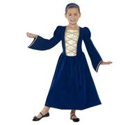 Smiffys Tudor Princess Girl Costume, Royal Blue (Size L)