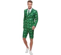SMIFFYS Tuta da palma tropicale, Verde, con giacca, pantaloncini e cravatta Halloween