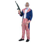 Smiffys Uncle Sam Horror Patriot Costume Jacket, Trousers, Bowtie & Mask, Hallow
