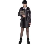 Smiffys Uniforme scolastica gotica, striscia nera, abito scamiciato con finta giacca, camicia e cravatta
