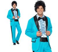 Smiffys Uomo Anni 50 80 Prom King Costume Tuxedo Blu Completo M-XL