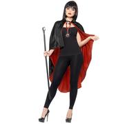 Smiffys Kit Vampiro, con Capo Reversibile, Nero, Medaglia di Canna e Metallo sta