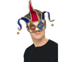 Smiffys Venetian Musical Jester Eyemask, Red & Blue