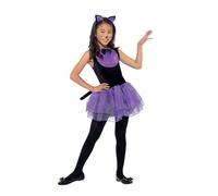 SMIFFYS Vestito Tutù Gatto, Nero e Viola, con Abito e Fascia Halloween
